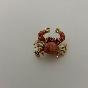 Gold and Red Crab Brooch